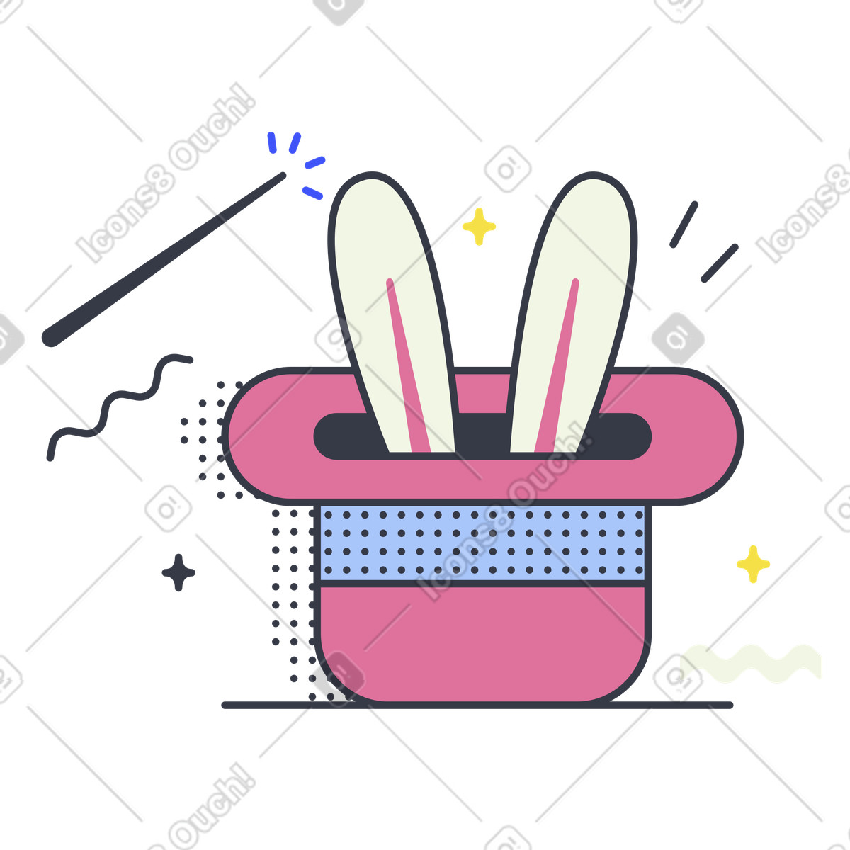 Magic trick: rabbit in top hat illustration Abstract style download PNG, SVG