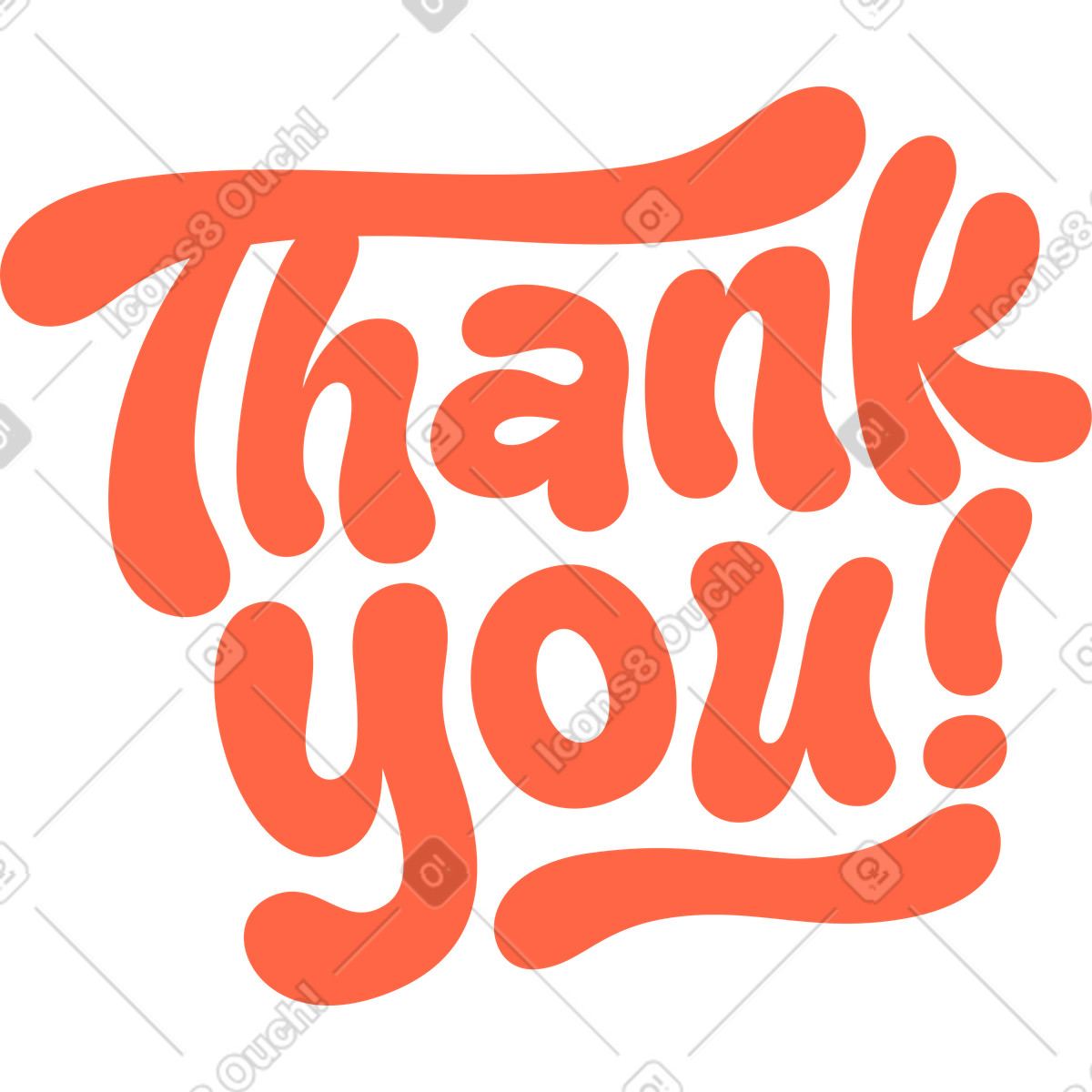 Lettering thank you! text illustration in Social style download in PNG, SVG