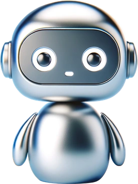 A cute silver robot with big eyes - 3D Mini style illustration