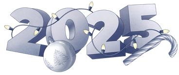The year 2025 decorated with holiday elements - Haze style illustration