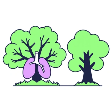 Lungs illustrated as forest trees with branches and leaves