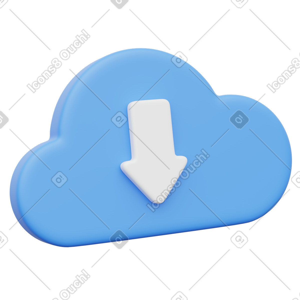 Ilustração de Download arrow on cloud for digital file transfer and backup em no estilo 3D Playful para baixar em PNG, SVG