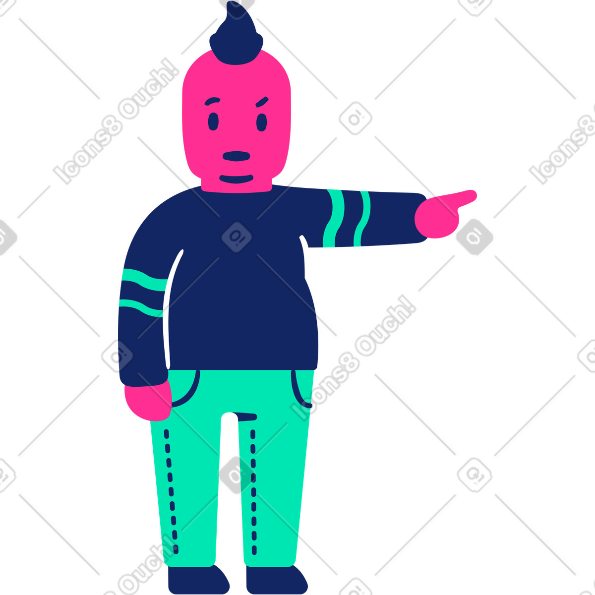 下载 Cyborg 风格的 人怀疑指向 插画，支持 PNG、SVG 格式