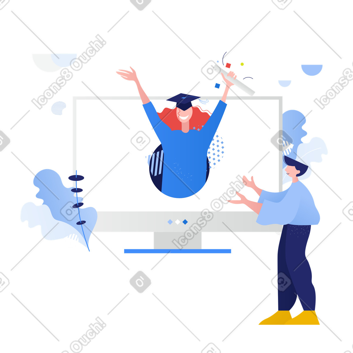Graduation online illustration clipart for graduates featuring high-quality graphics