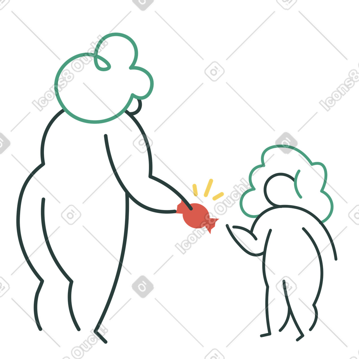 Macaroni スタイルの 子供にキャンディーを与える母親 のイラストをPNG、SVG形式でダウンロード