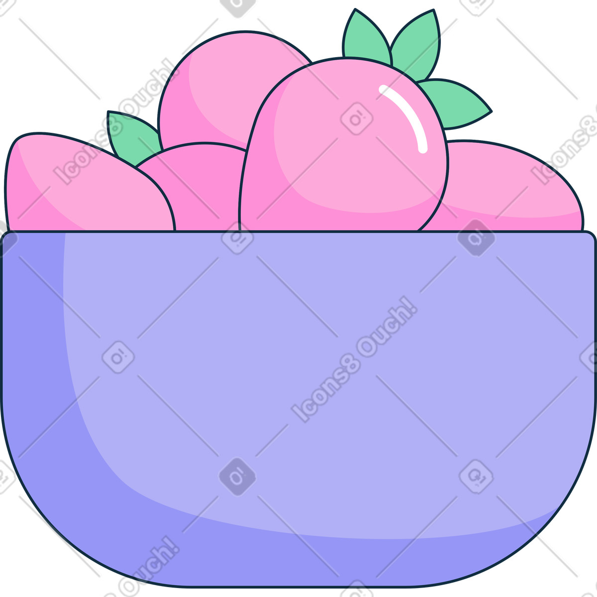 Ilustración Tazón con bayas en estilo Bubble gum a descargar en PNG y SVG