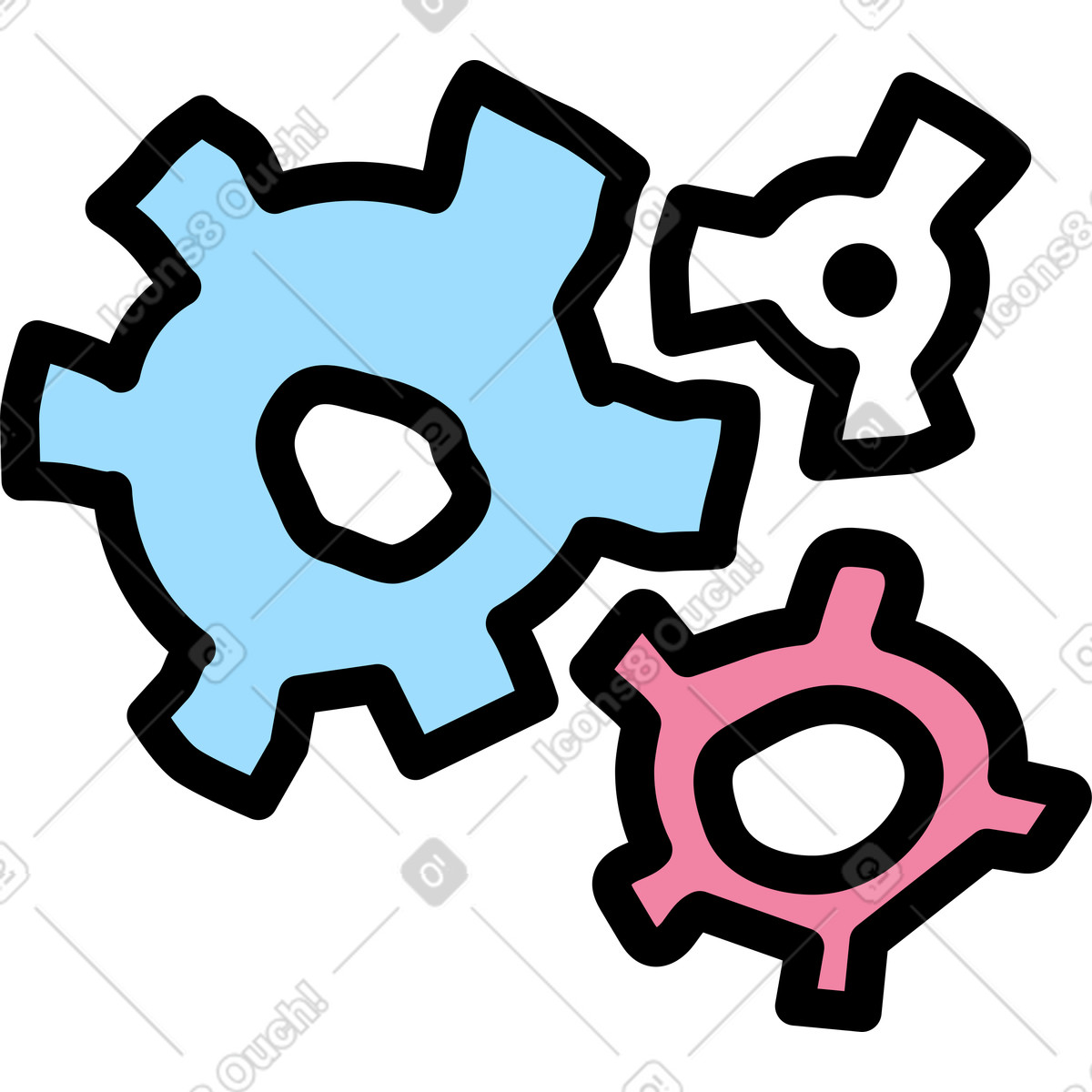 Illustration Engrenages dans le style Notes à télécharger aux formats PNG, SVG