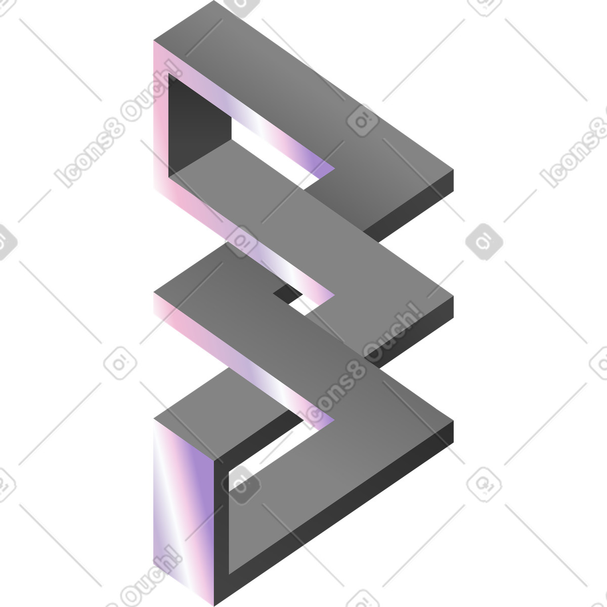 Abstract impossible structure illustration in PNG, SVG