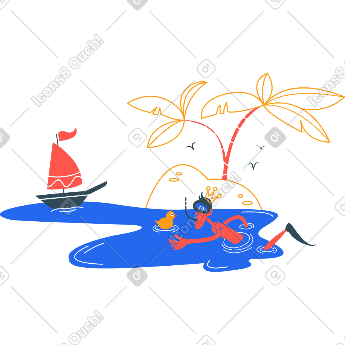 Strand-Illustration im Kingdom-Stil als Download in PNG, SVG
