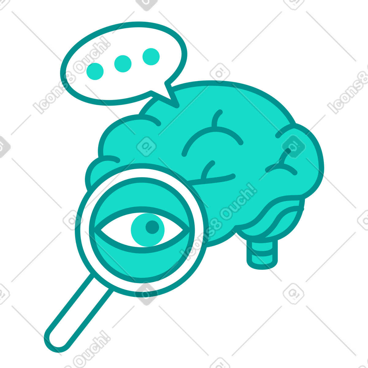 Searching for mental health issues in brain illustration in PNG, SVG