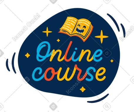 Online course lettering and book PNG, SVG