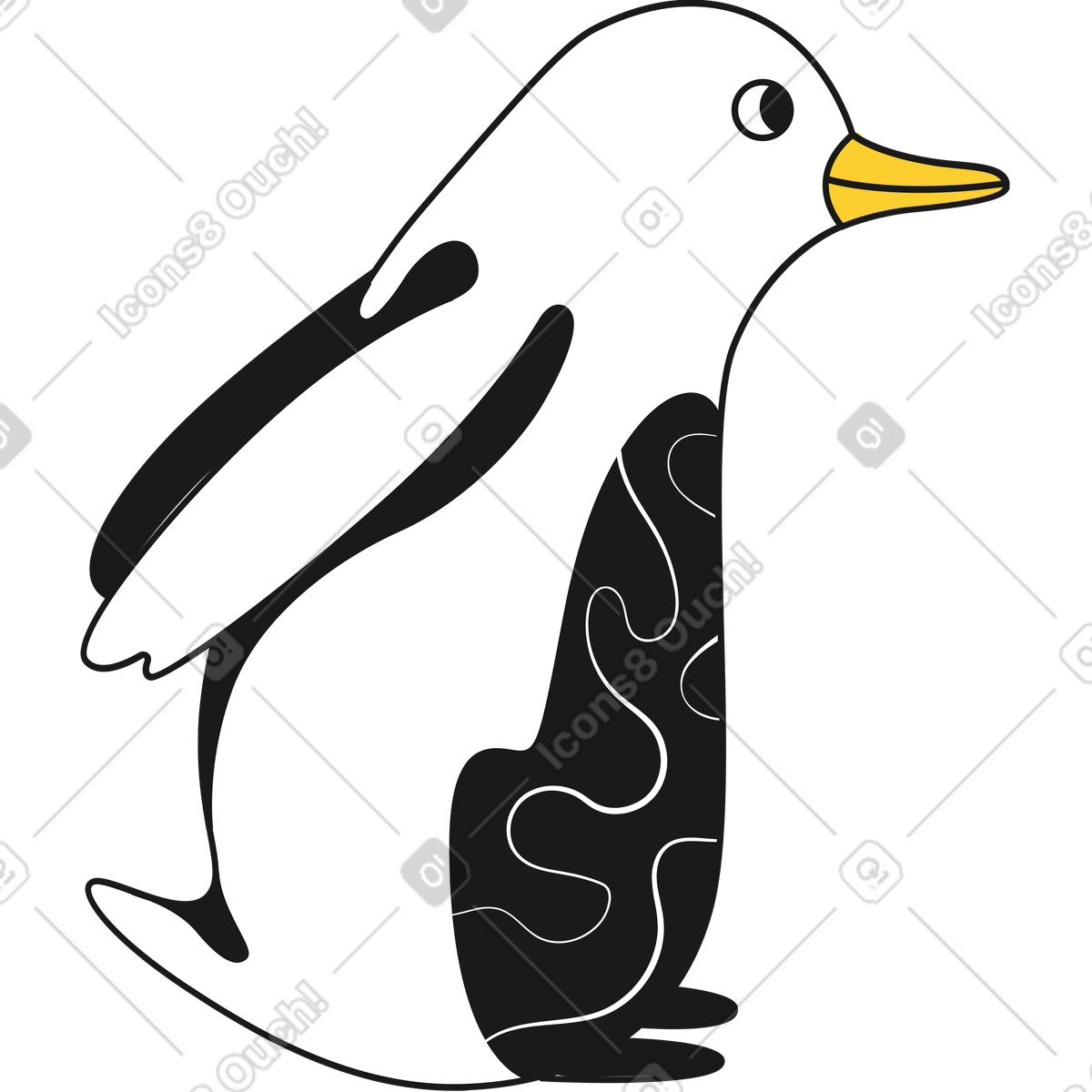 Penguin closed beak illustration in Taxi style download in PNG, SVG