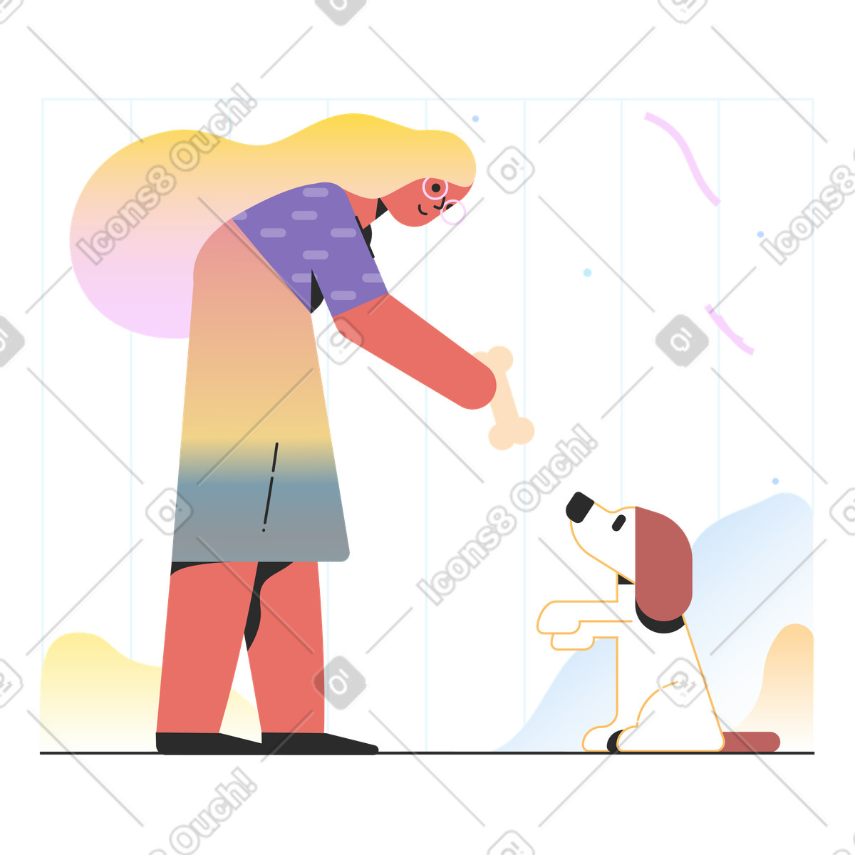 Illustration Donner un os à chien dans le style Marginalia télécharger aux formats PNG, SVG