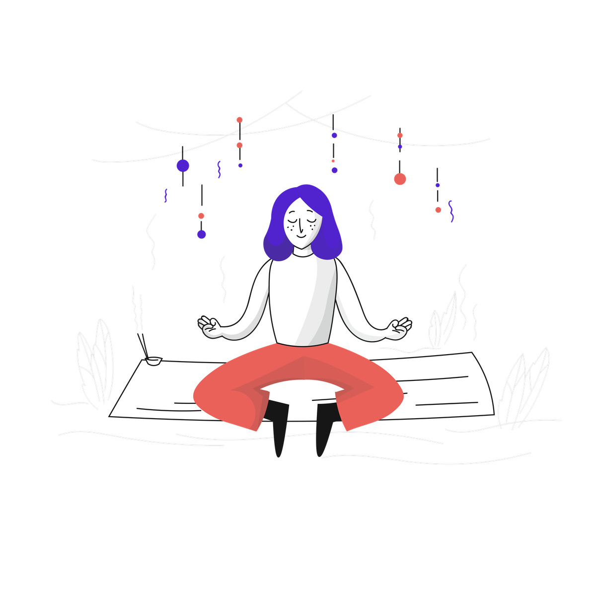 Meditation in nature illustration showcasing outdoor yoga mindfulness clipart PNG SVG GIF