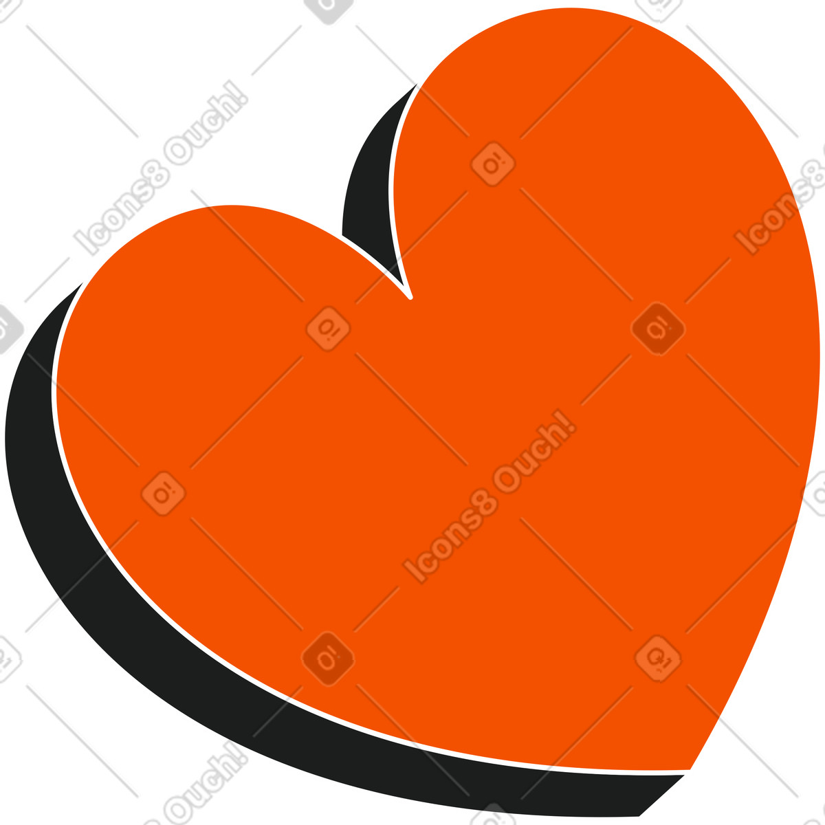 Illustration Coeur orange dans le style Strict à télécharger aux formats PNG, SVG