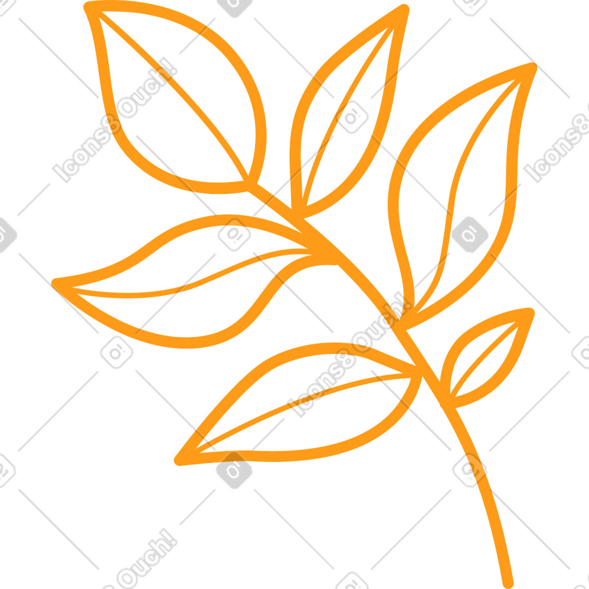 Branch with leaves illustration in Kingdom style download in PNG, SVG