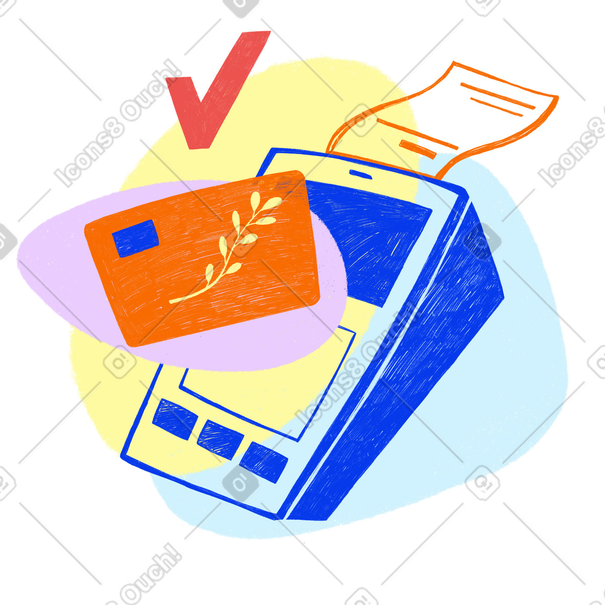 下载 Biro 风格的 Blue machine makes contactless payment by card 插画，支持 PNG、SVG 格式