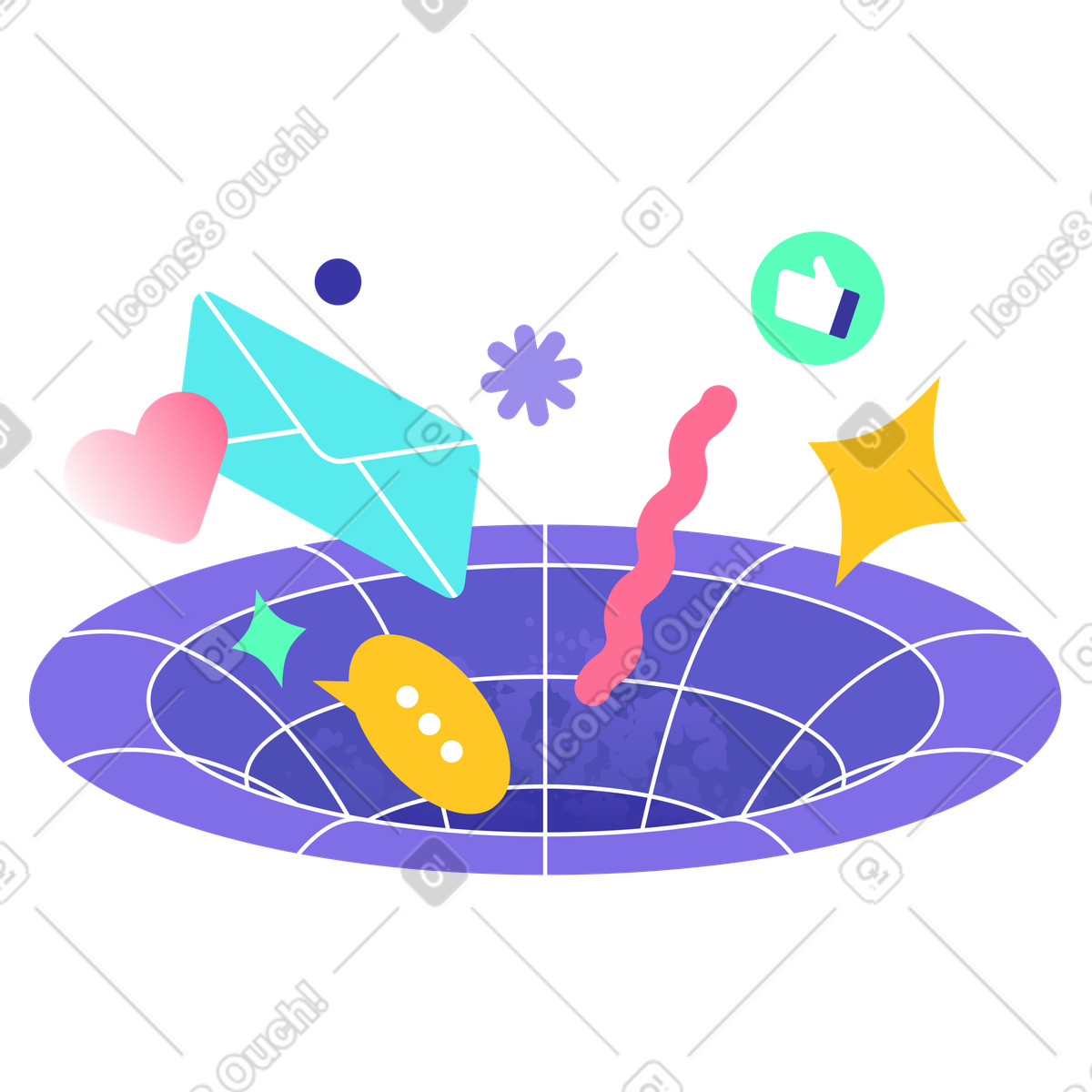 Data flow coming out of the funnel, Digital Customer Communication and Engagement Platform illustration in PNG, SVG
