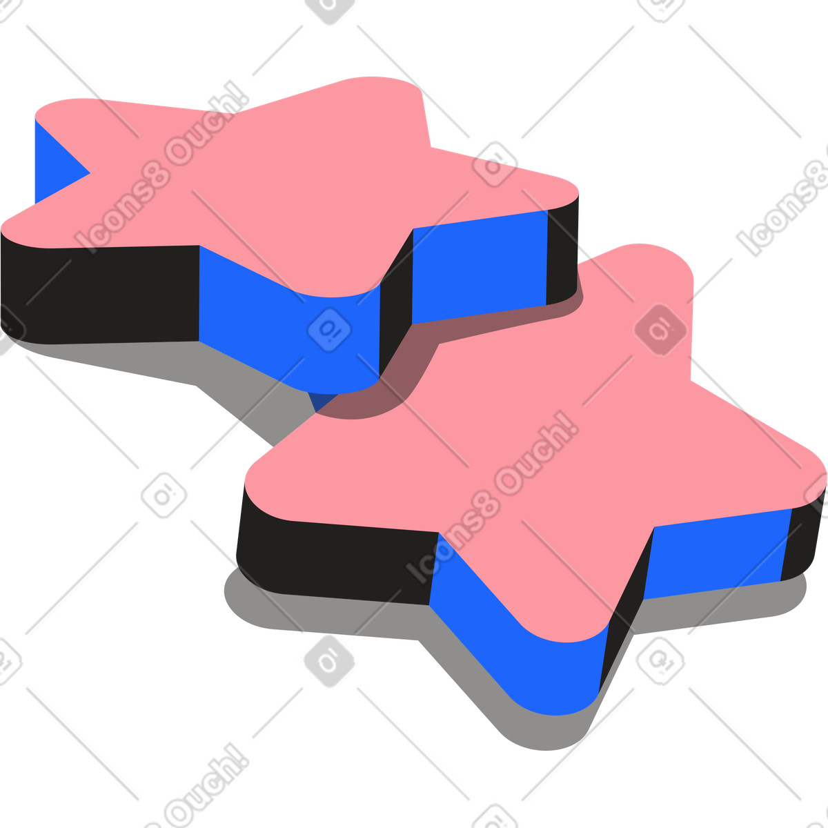 Zwei sterne der bewertung-Illustration im Editorial-Stil als Download in PNG, SVG