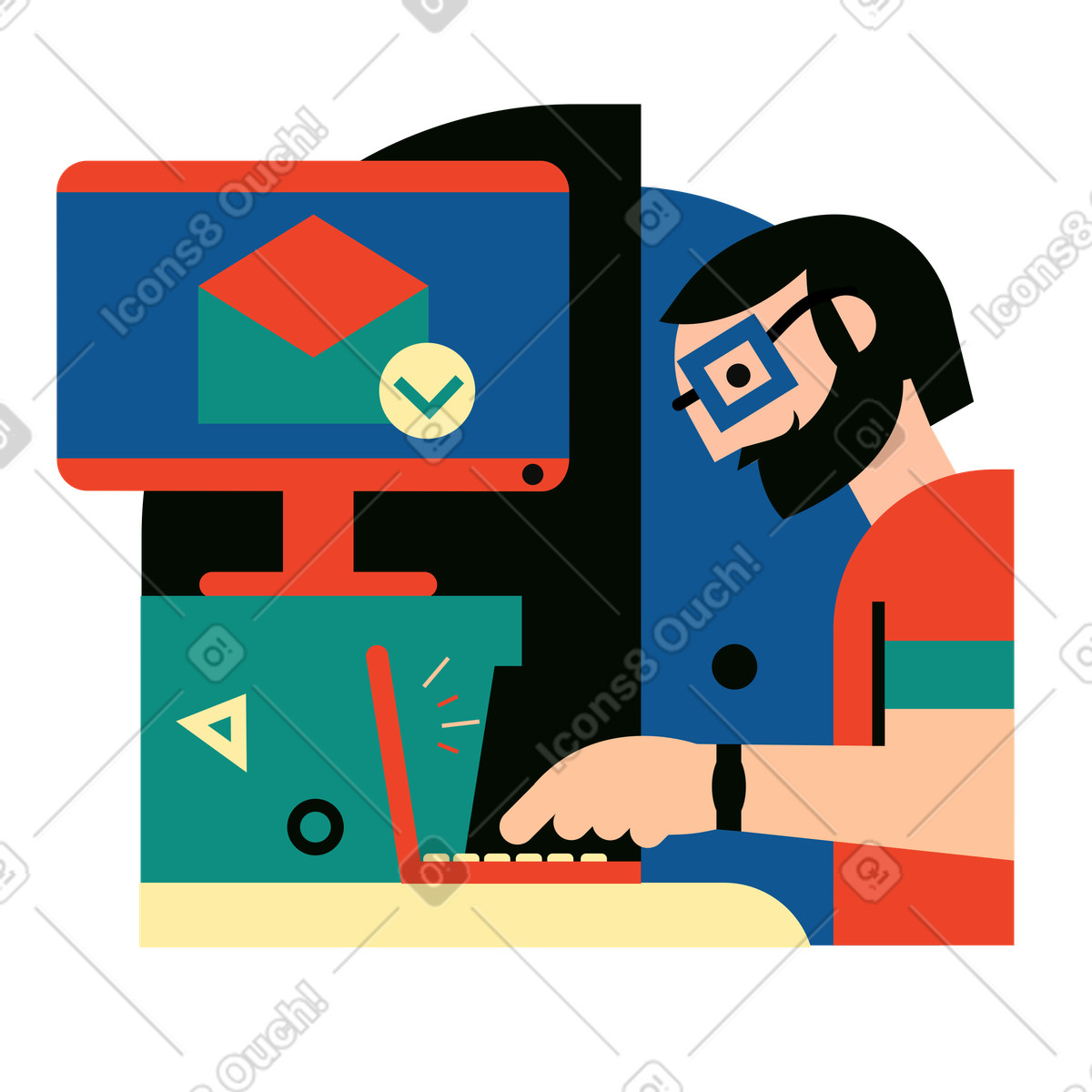 Ilustración User sending message using laptop, Email delivery confirmation en estilo Polar a descargar en PNG y SVG