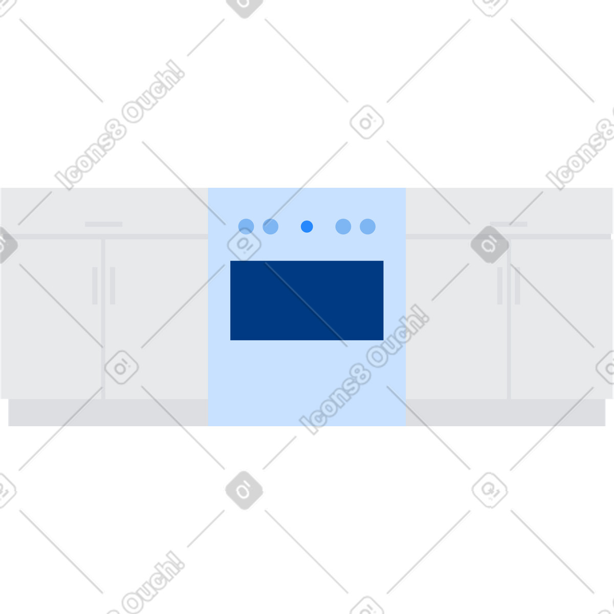 Kitchen furniture with cooking stove illustration in Urban style download in PNG, SVG