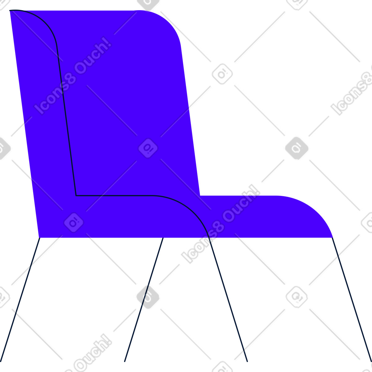 下载 Cubes 风格的 蓝色椅子 插画，支持 PNG、SVG 格式
