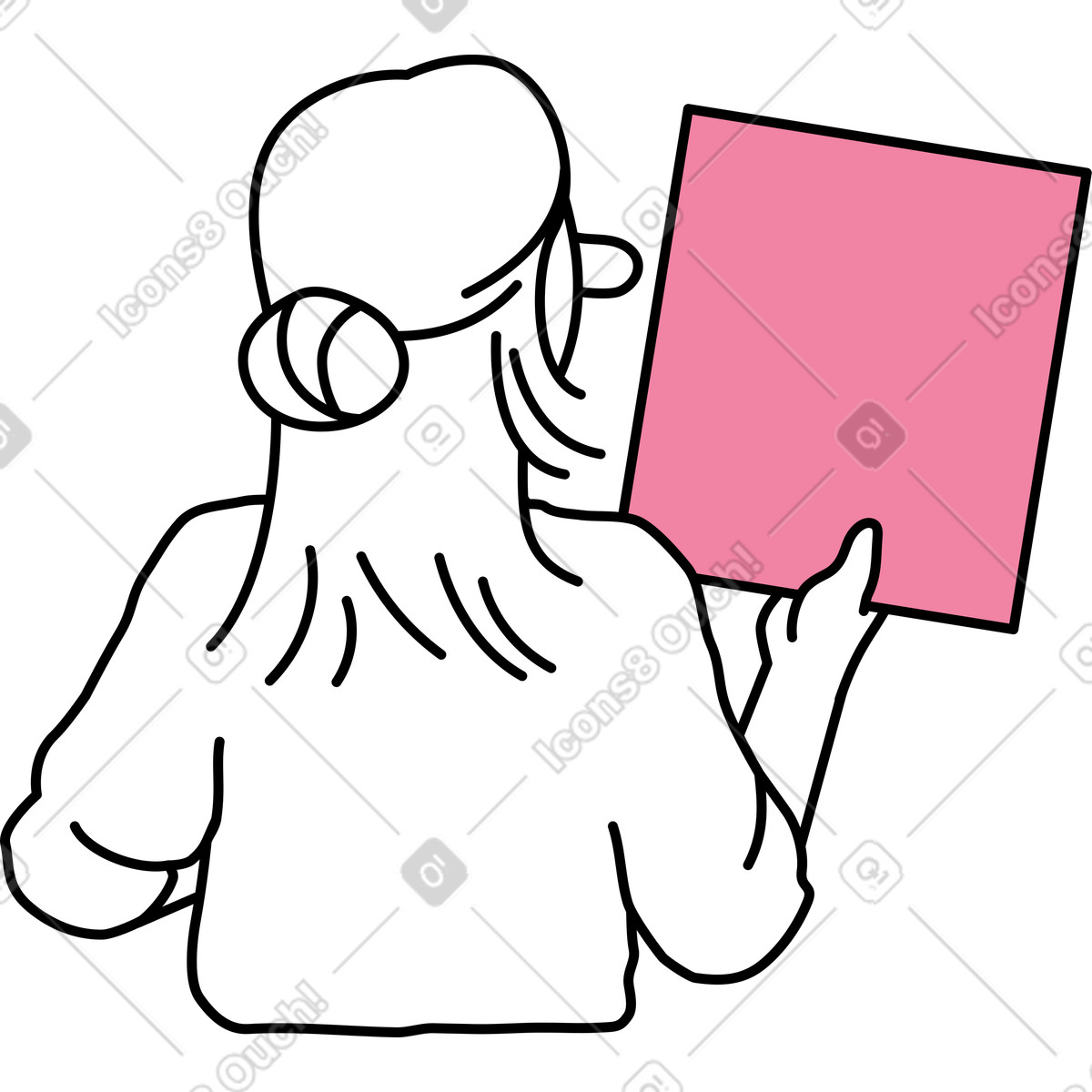 Ilustração de Mulher olhando para a capa um disco em no estilo Notes baixar em PNG, SVG