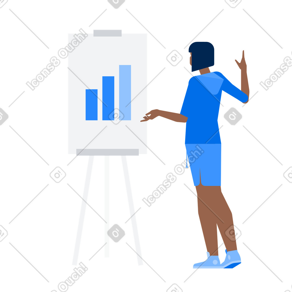 Frau betrachtet geschäftswachstumsdiagramm-Illustration im Urban-Stil als Download in PNG, SVG