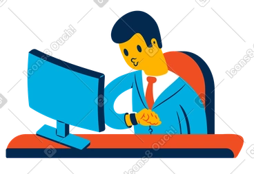 Office worker looking at wristwatch and waiting for the work day to end PNG, SVG