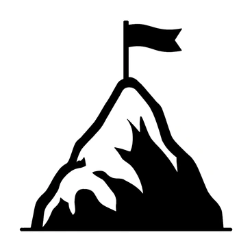 An illustration of a mountain peak with a flag at the summit.