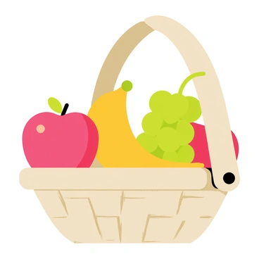 A digital, pixelated version of a fruit basket for a video game setting