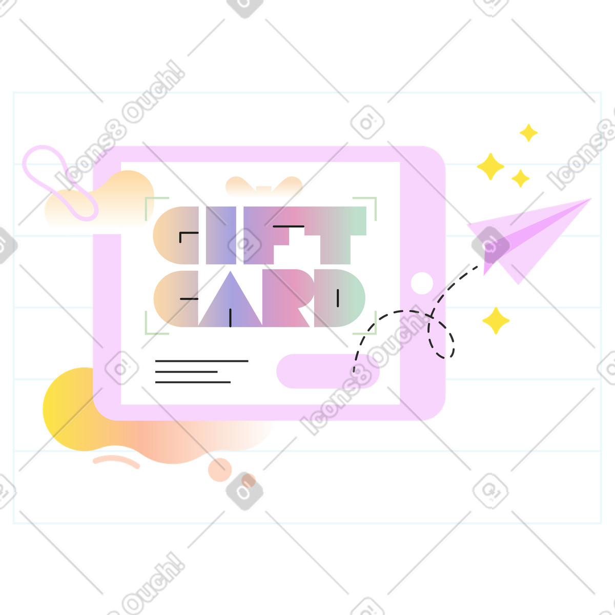 下载 Marginalia 风格的 在线发送礼品卡 插画，支持 PNG、SVG 格式