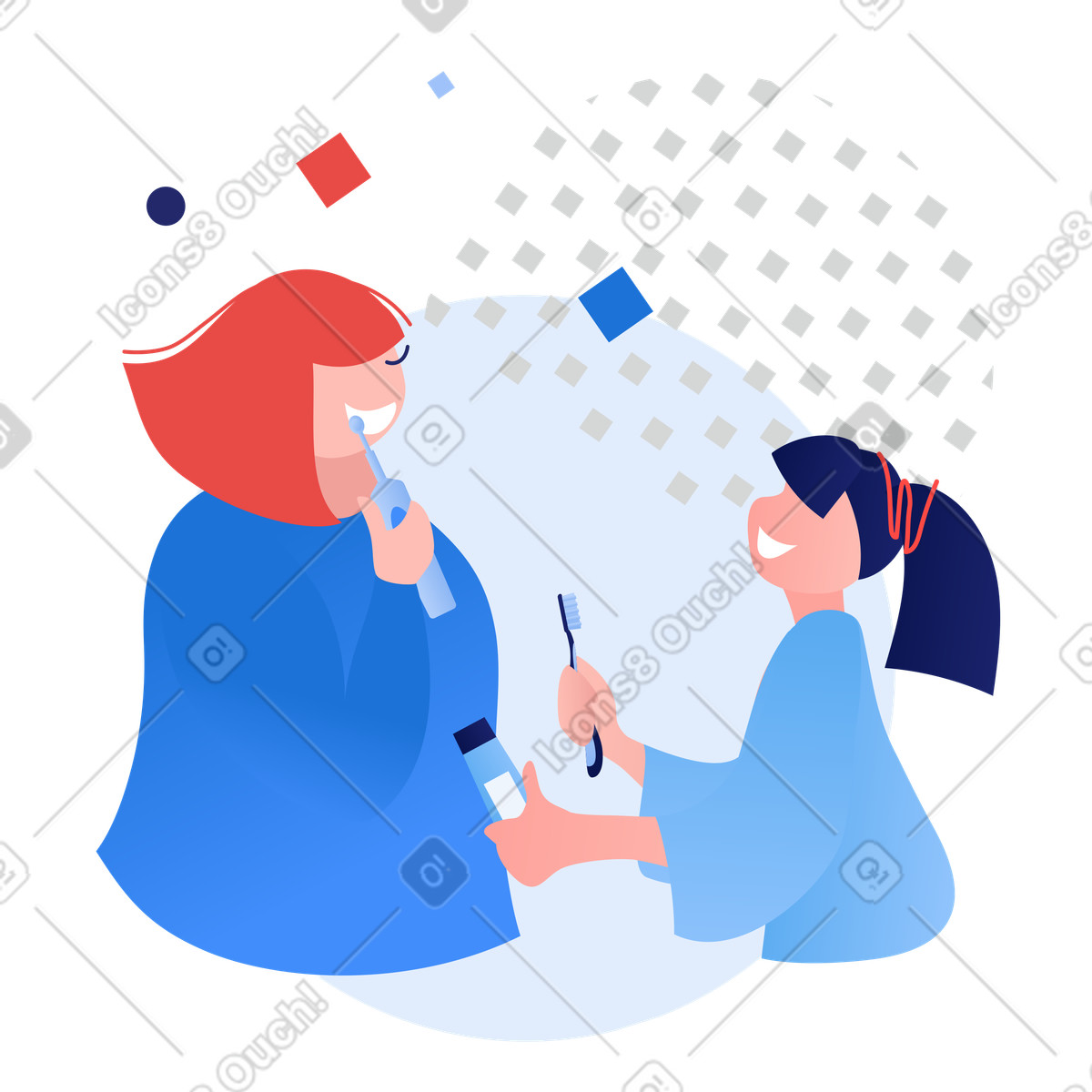 Ilustração de Mãe e filha escovando os dentes em no estilo Clip para baixar em PNG, SVG