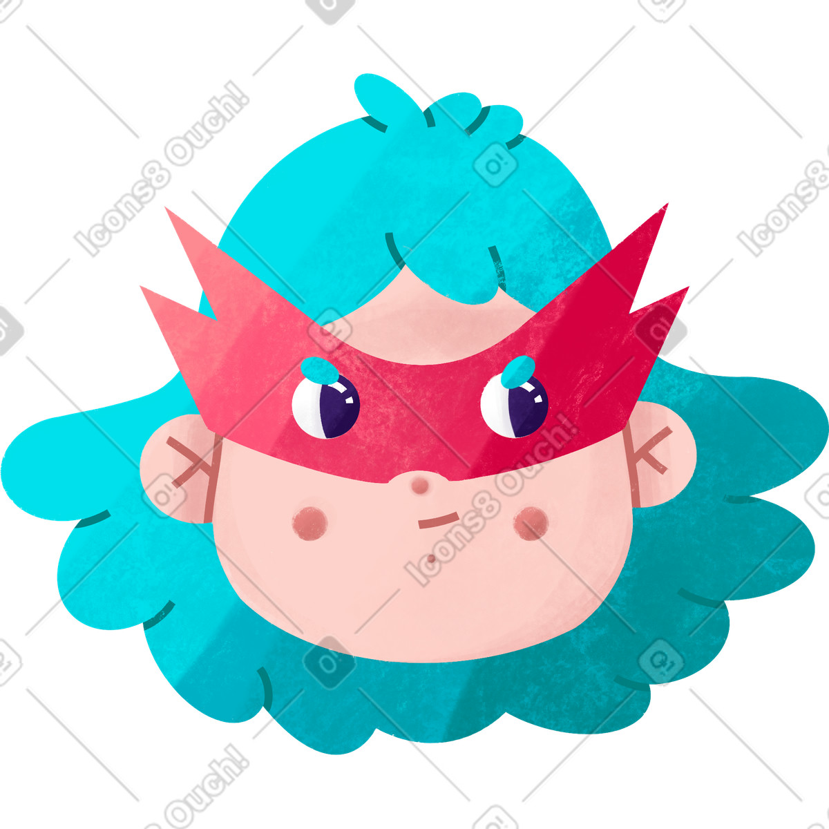 Bonbon 스타일의 Young girl with blue hair wearing a superhero mask 일러스트레이션 PNG, SVG 다운로드