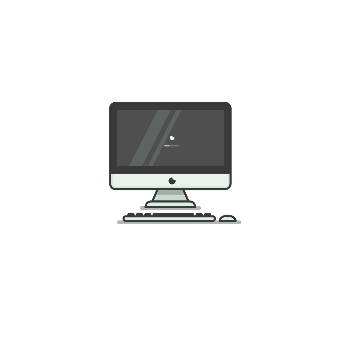 Ilustración All in one desktop computer, office workstation setup icon en estilo Gummy a descargar en PNG y SVG