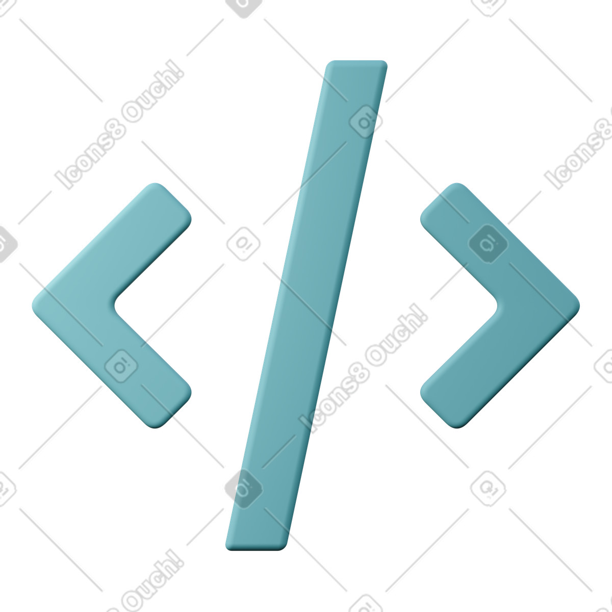 Ilustración Turquoise source code symbol en estilo 3D Sugary a descargar en PNG y SVG