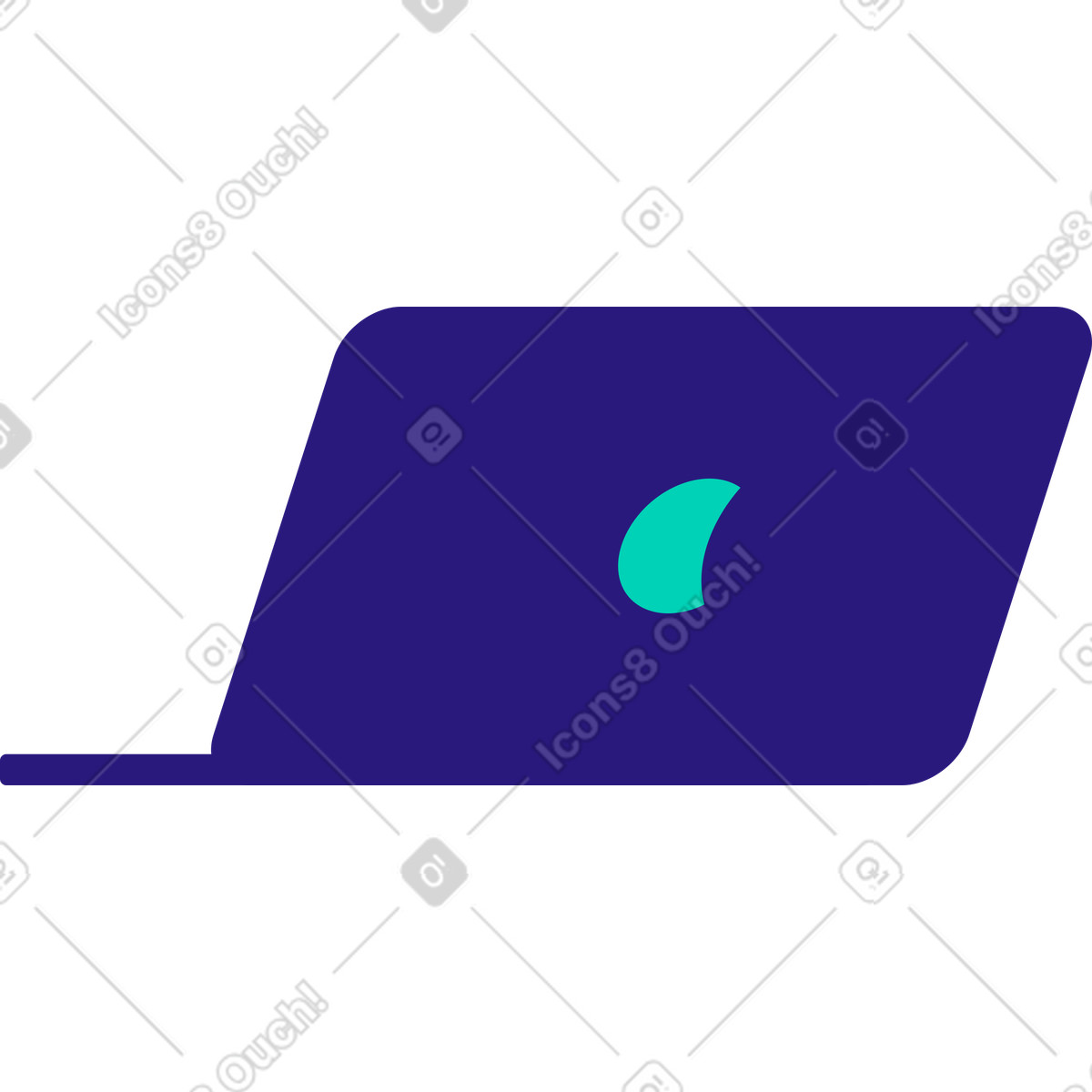 Open laptop back view illustration in Basic style download in PNG, SVG