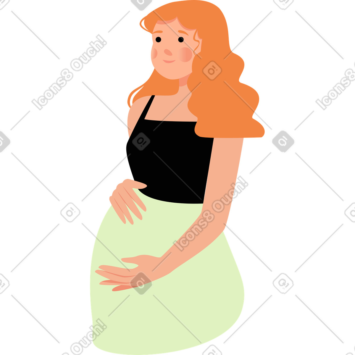 Lagom 스타일의 Pregnant woman with hand on her belly 일러스트레이션 PNG, SVG 다운로드