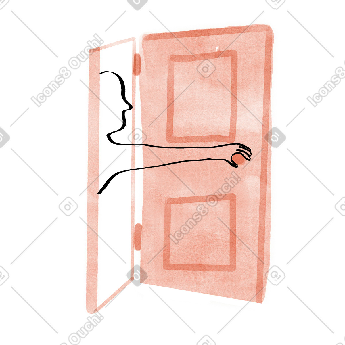 Person opening or closing door, entering leaving animated illustration in Hand-drawn animation style download in GIF, Lottie (JSON), AE