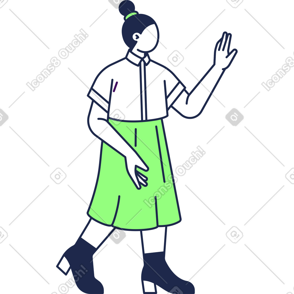 Frau hebt ihre hand-Illustration im Outline-Stil als Download in PNG, SVG