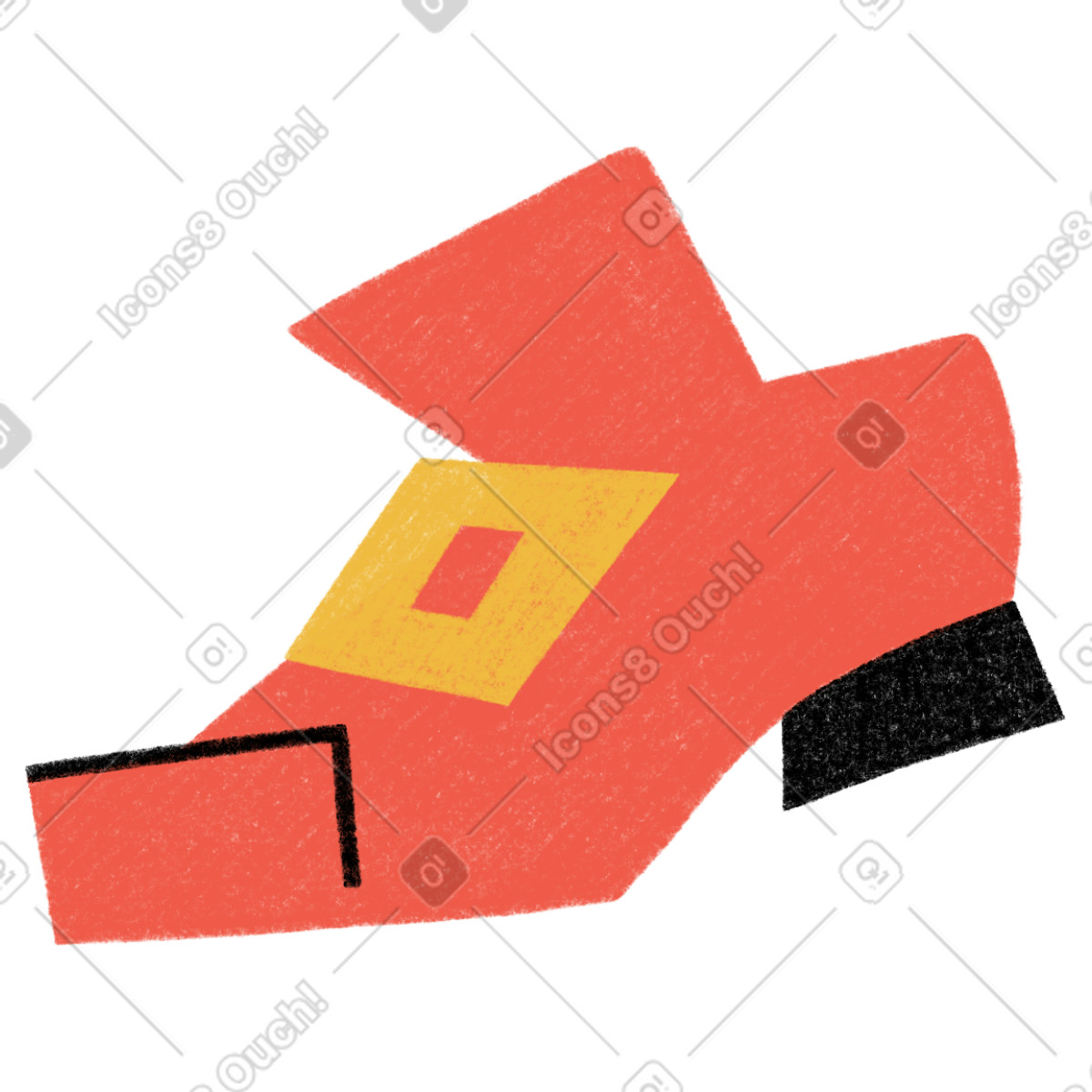 Red leprechaun shoe illustration in Tutti style download in PNG, SVG