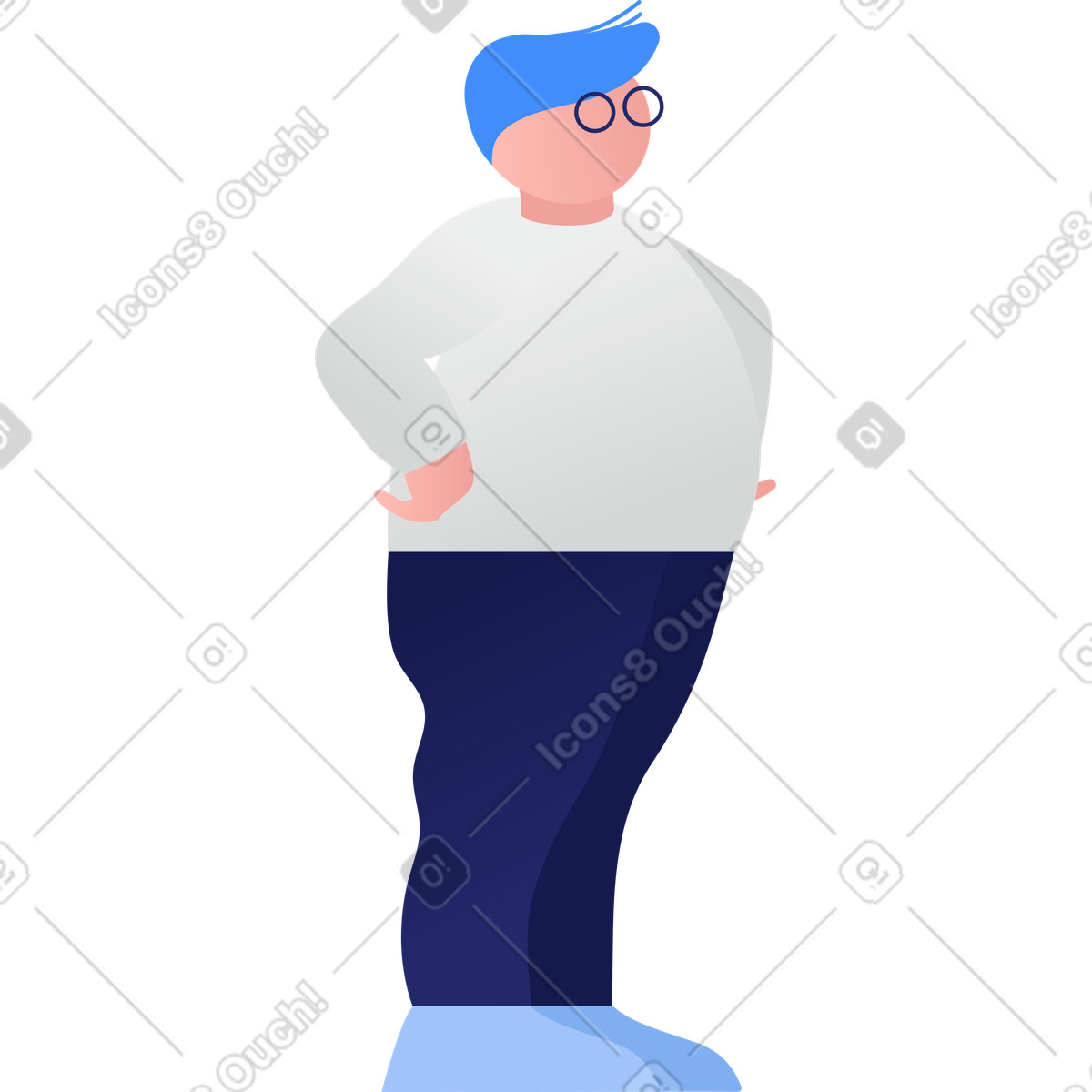下载 Clip 风格的 胖男孩站 插画，支持 PNG、SVG 格式