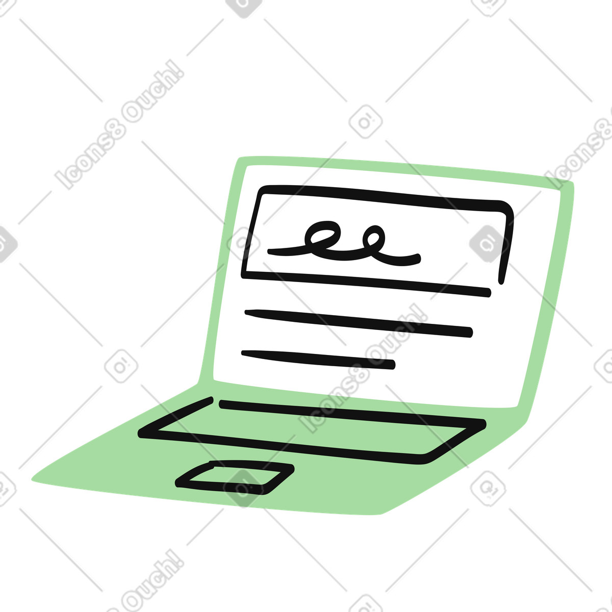 Ilustración Laptop computer with screen and keyboard for online writing tasks en estilo Organic a descargar en PNG y SVG