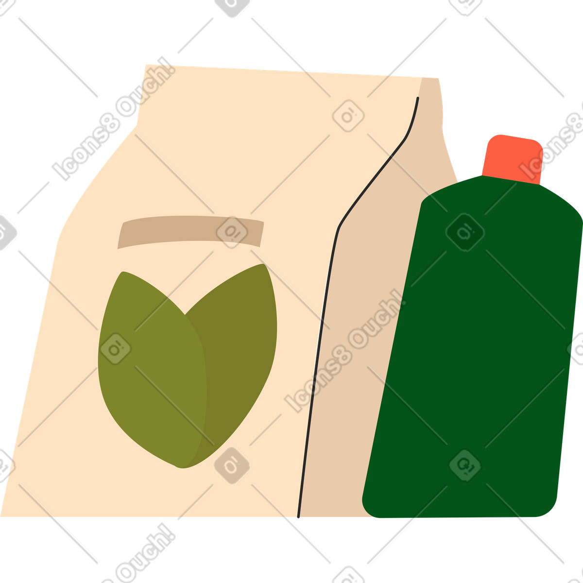下载 Dizzy 风格的 纸袋和瓶子 插画，支持 PNG、SVG 格式