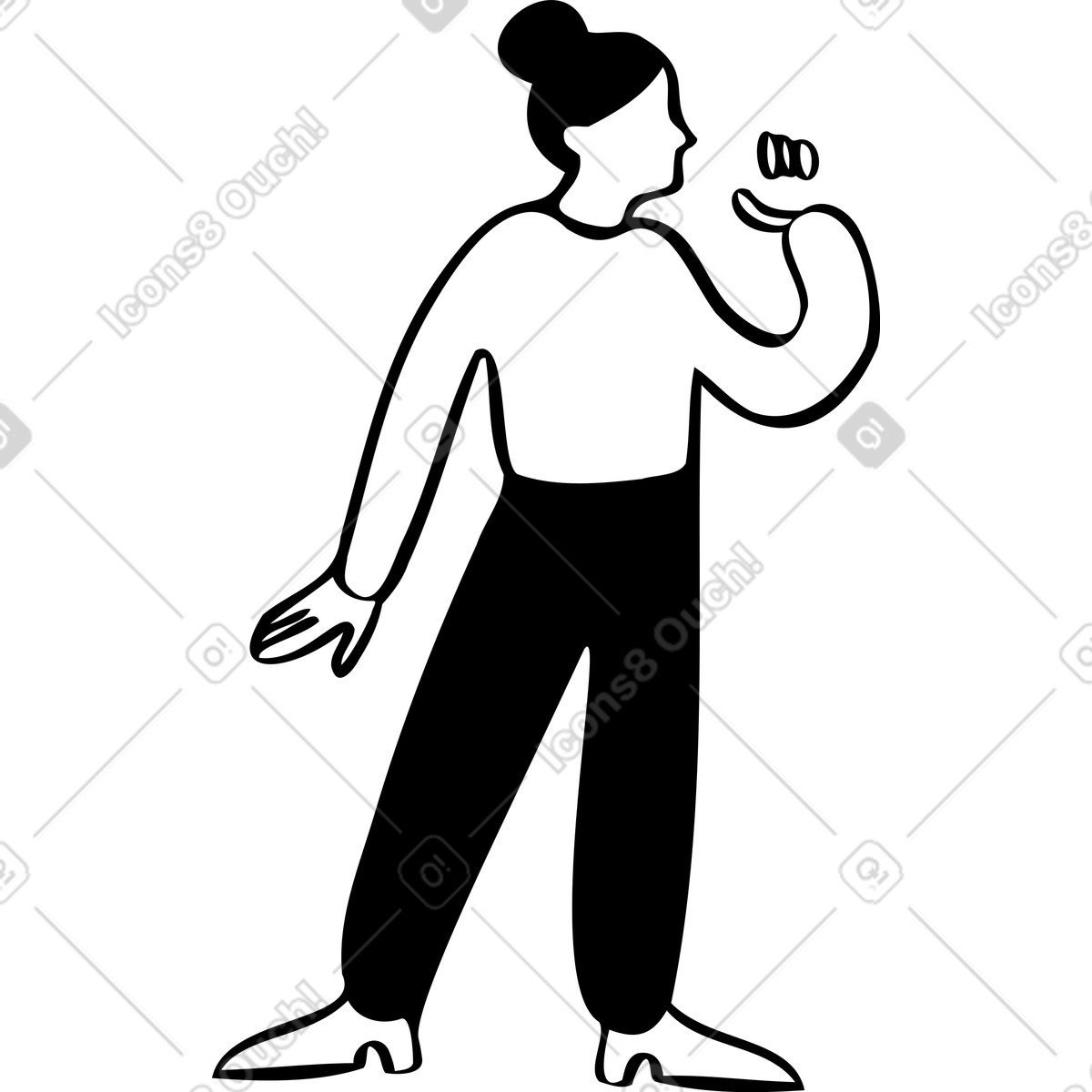 Ilustración Mujer de pie y sosteniendo algo en la mano estilo Journal a descargar PNG SVG
