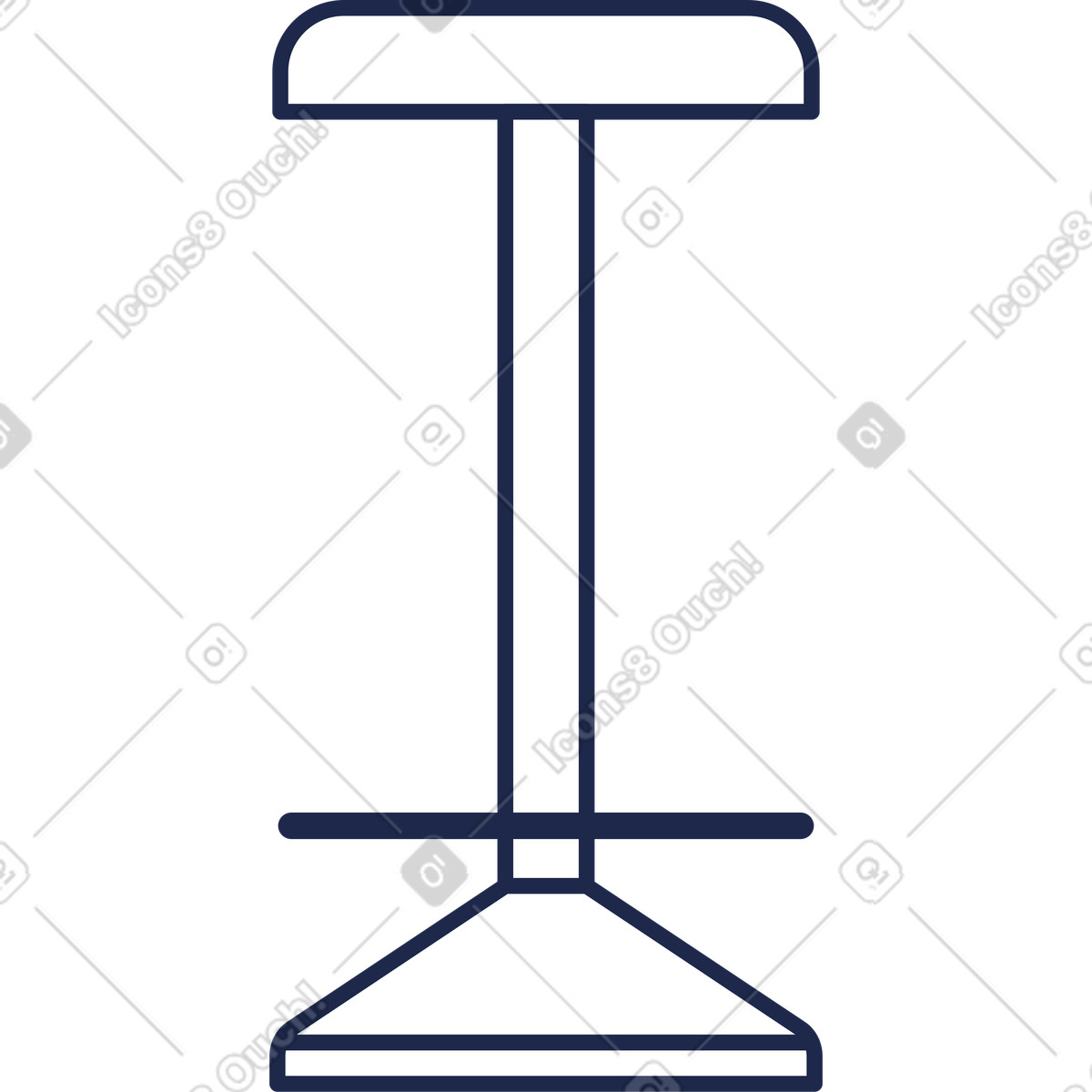 Ilustración Taburete de bar con reposapiés en estilo Outline a descargar en PNG y SVG