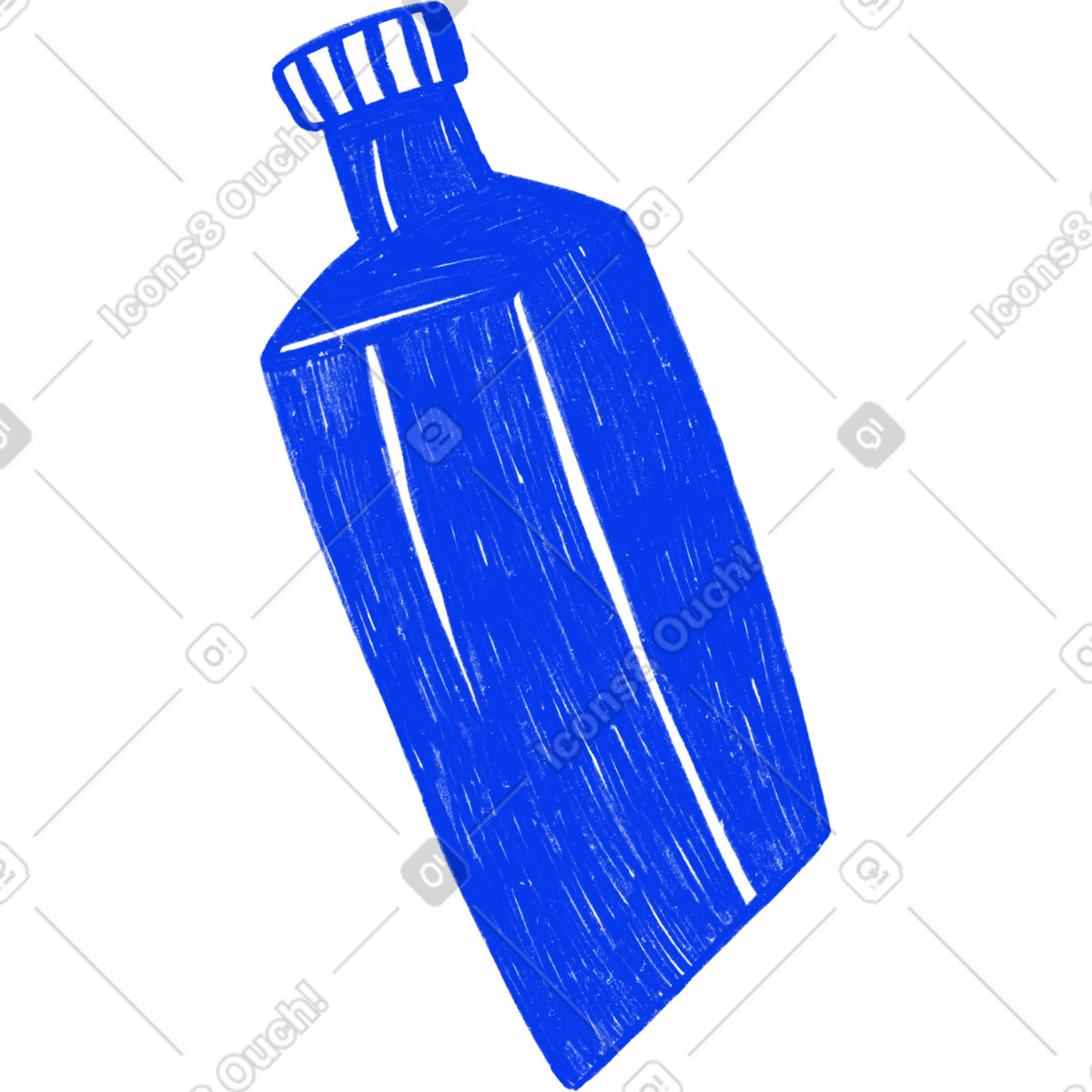 Blue olive oil bottle illustration in Biro style download in PNG, SVG