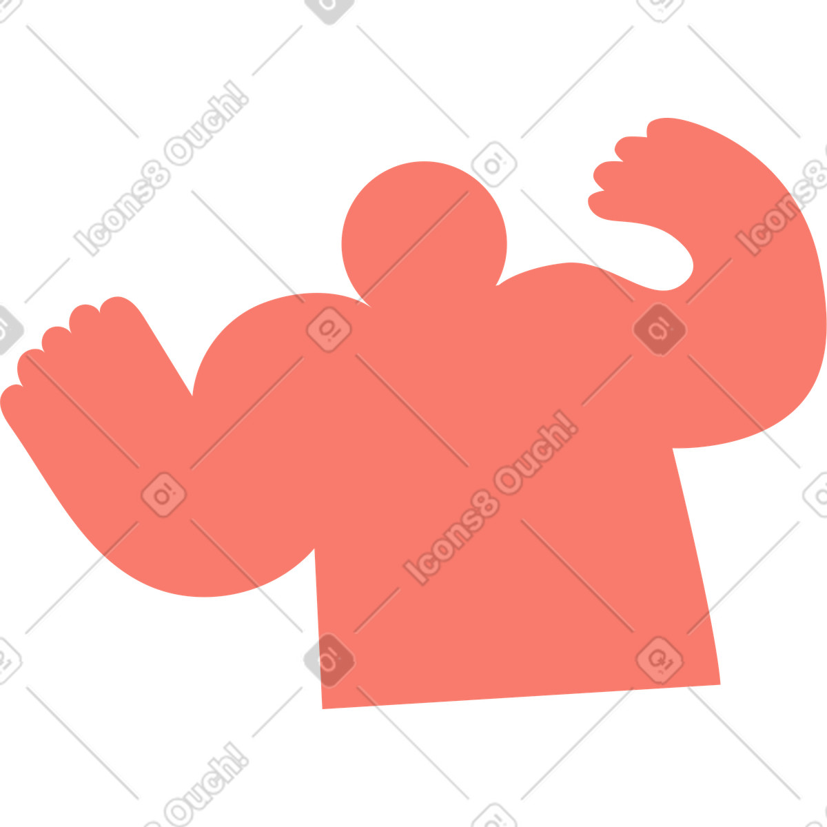Bold People スタイルの Character dancing silhouette with raised arms and curved body shape のイラストをPNG、SVG形式でダウンロード