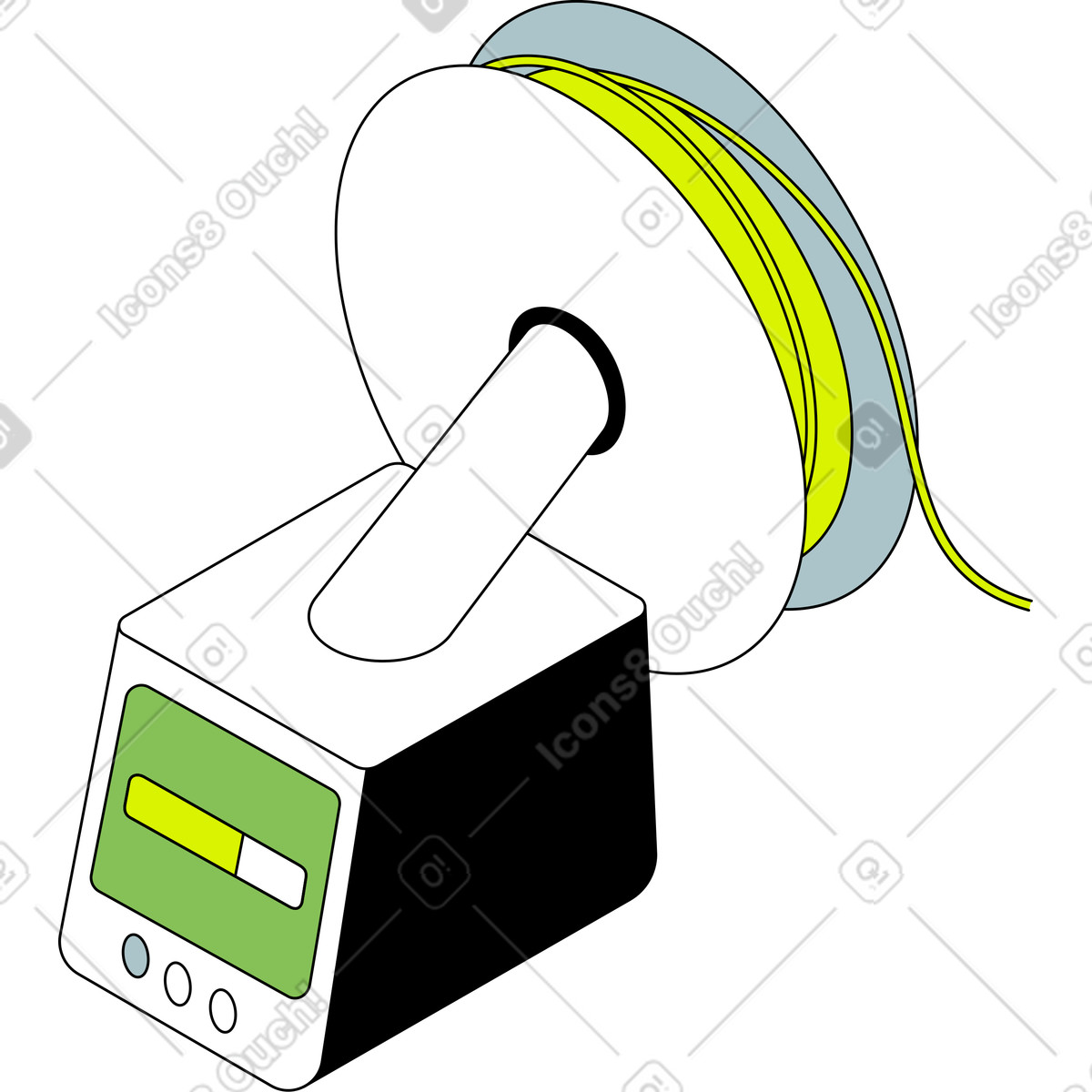 Coil with plastic for 3d printer illustration in Isometric style download in PNG, SVG