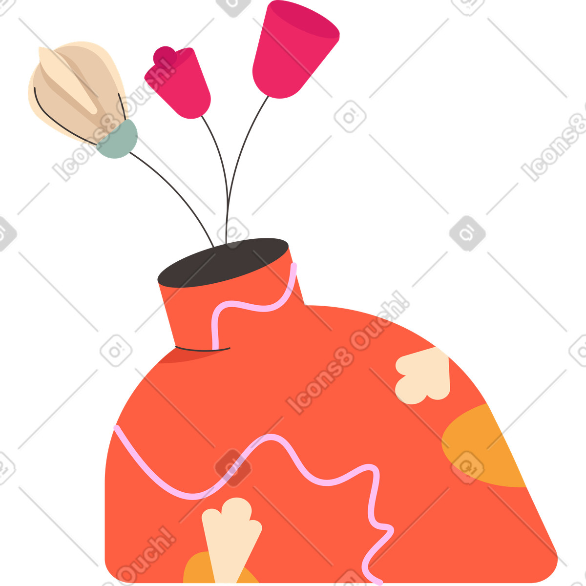 Fiori in vaso illustrazione stile Dizzy scarica PNG, SVG